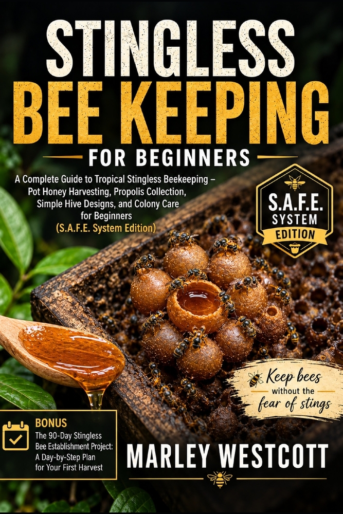 Stingless Bee Keeping for Beginners: A Complete Guide to Tropical Stingless Beekeeping - Pot Honey Harvesting, Propolis Collection, Simple Hive Design cover