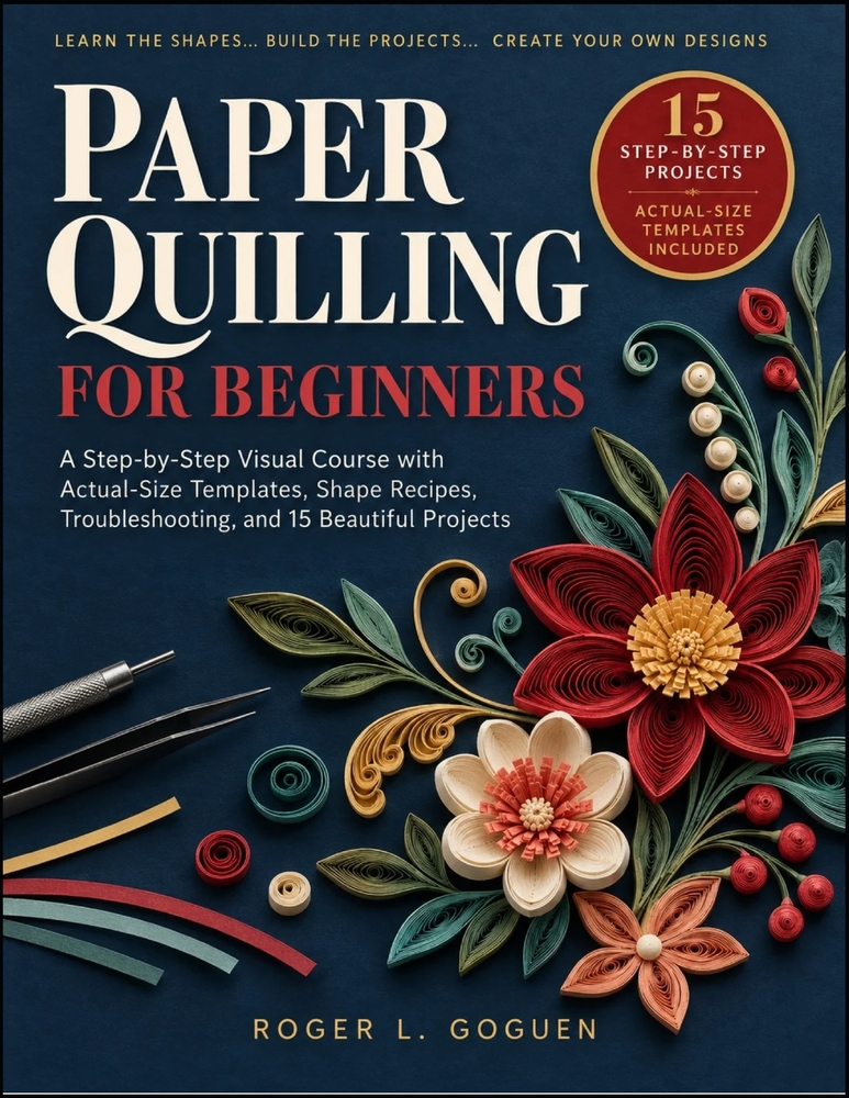 Paper Quilling for Beginners: A Step-by-Step Visual Course with Actual-Size Templates, Shape Recipes, Troubleshooting, and 15 Beautiful Projects cover