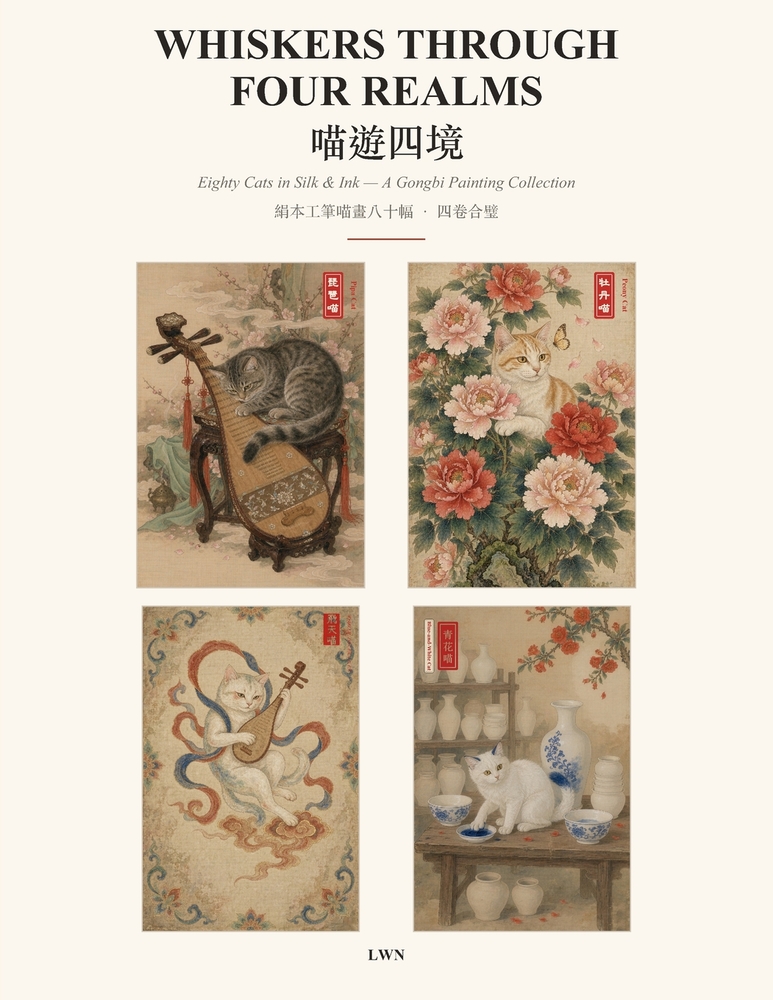 Whiskers Through Four Realms: Eighty Cats in Silk & Ink - A Gongbi Painting Collection cover