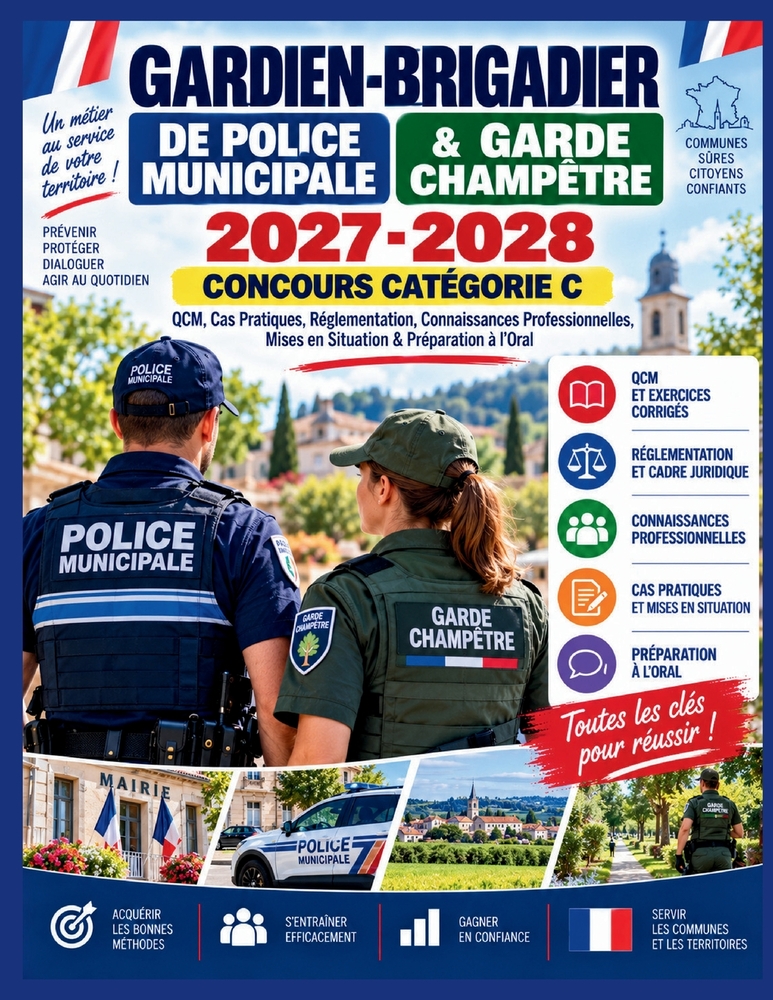 Gardien-Brigadier de Police Municipale & Garde Champêtre 2027-2028 - Concours Catégorie C: QCM, Cas Pratiques, Réglementation, Connaissances Professio cover