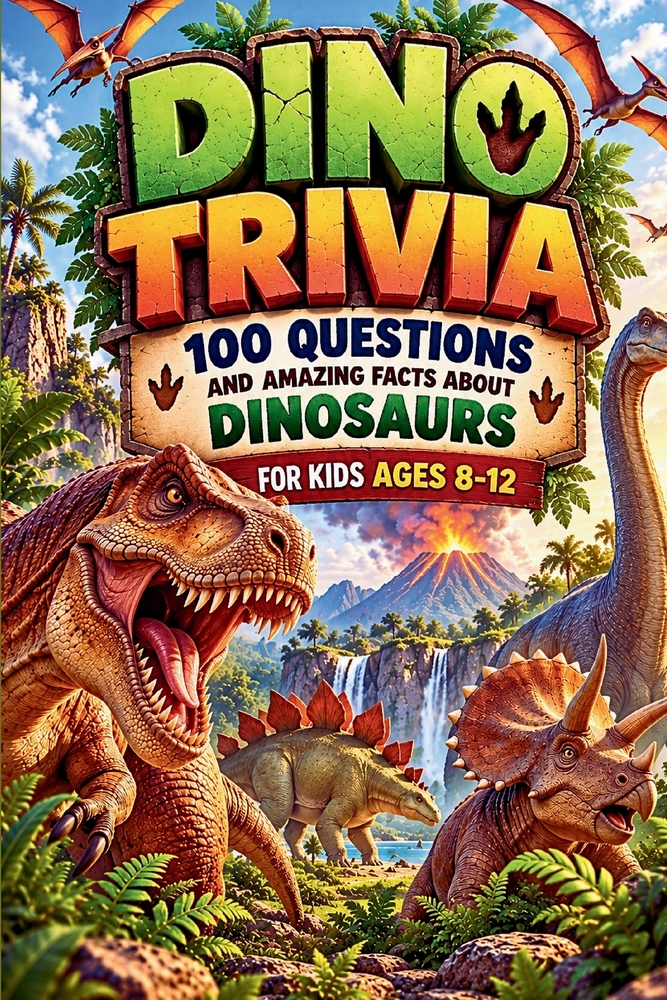Dinosaurs Trivia for Kids: 100 Fun Questions & Amazing Facts About T-Rex, Microraptor, Sauropods & More Ages 8-12 cover