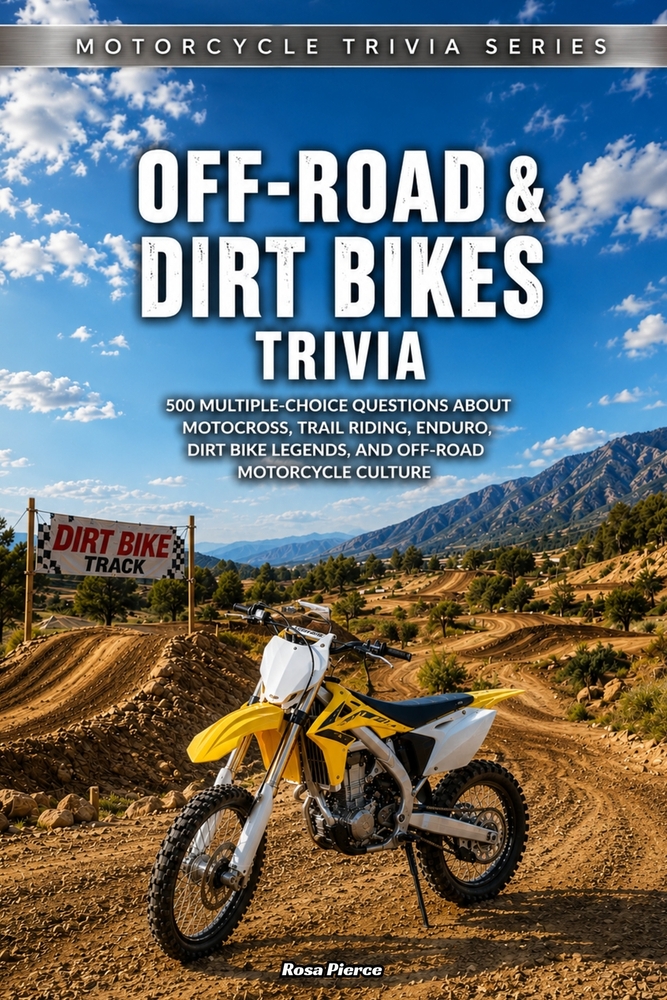 Off-Road & Dirt Bikes Trivia: 500 Multiple-Choice Questions About Motocross, Trail Riding, Enduro, Dirt Bike Legends, and Off-Road Motorcycle Culture cover