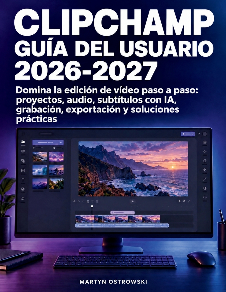 Clipchamp Guía del Usuario 2026-2027: Domina la edición de vídeo paso a paso: proyectos, audio, subtítulos con IA, grabación, exportación y soluciones cover
