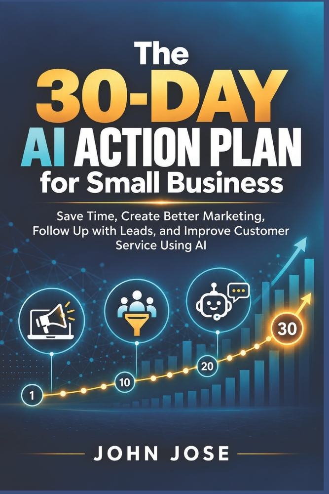 The 30-Day AI Action Plan for Small Business: Save Time, Create Better Marketing, Follow Up with Leads, and Improve Customer Service Using AI cover