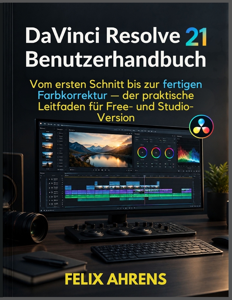 DaVinci Resolve 21 Benutzerhandbuch: Vom ersten Schnitt bis zur fertigen Farbkorrektur - Der praktische Leitfaden für Free- und Studio-Version cover
