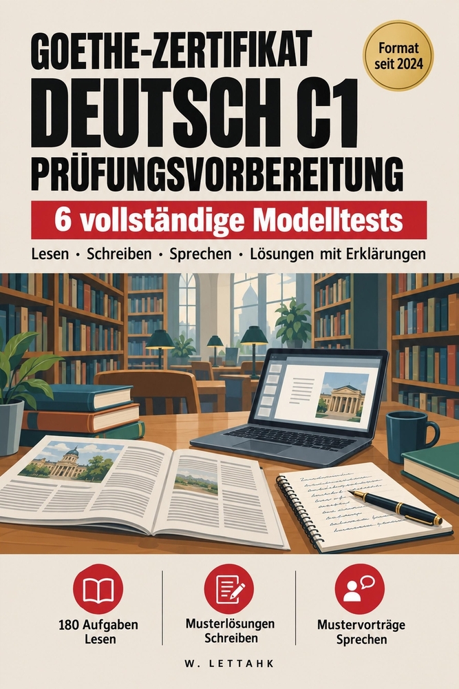 Deutsch C1 Modelltests: Prüfungsvorbereitung für das Goethe-Zertifikat C1 - 6 vollständige Modelltests für Lesen, Schreiben und Sprechen - mit Lösunge cover