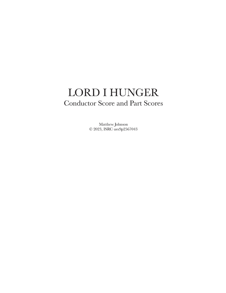 Lord I Hunger: Part Scores cover