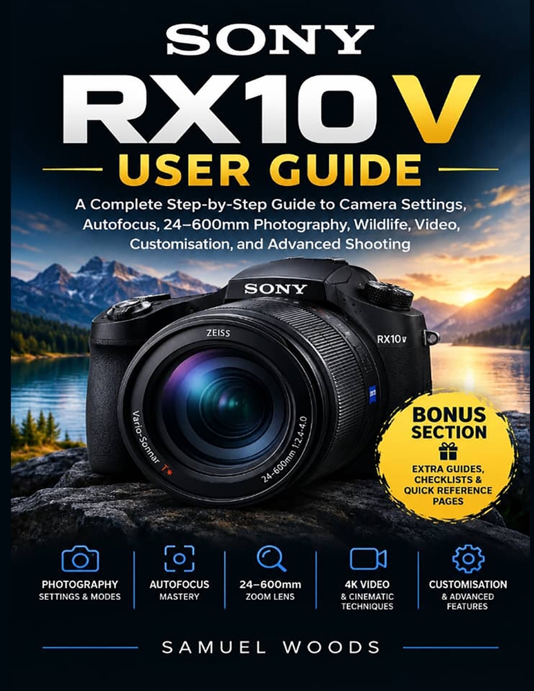 Sony Rx10 V User Guide: A Complete Step-by-Step Guide to Camera Settings, Autofocus, 24-600mm Photography, Wildlife, Video, Customisation, and Advance cover