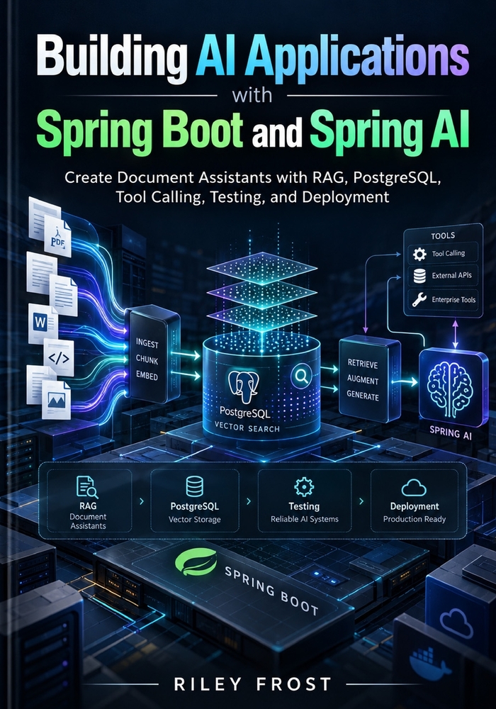 Building AI Applications with Spring Boot and Spring AI: Create Document Assistants with RAG, PostgreSQL, Tool Calling, Testing, and Deployment cover