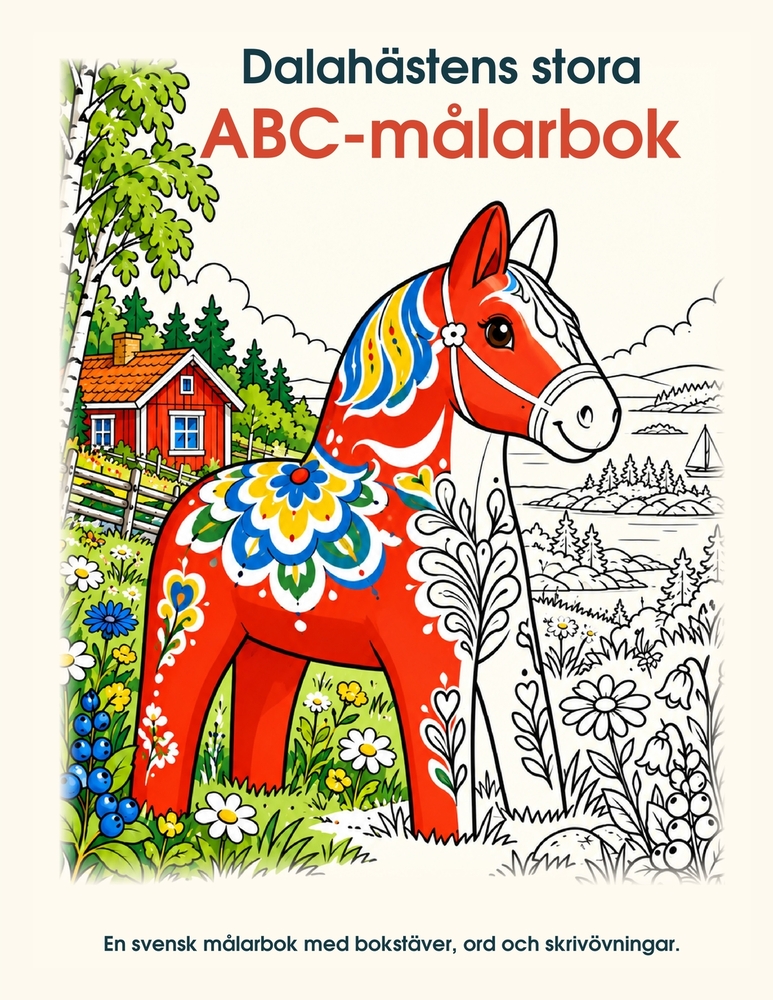 Dalahästens stora ABC-målarbok: En svensk målarbok med bokstäver, ord och skrivövningar cover