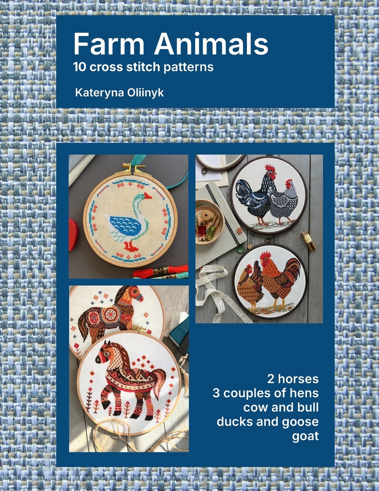 Farm animals - 10 cross stitch patterns: Ornament animals counted cross stitch chart - beginner friendly cover