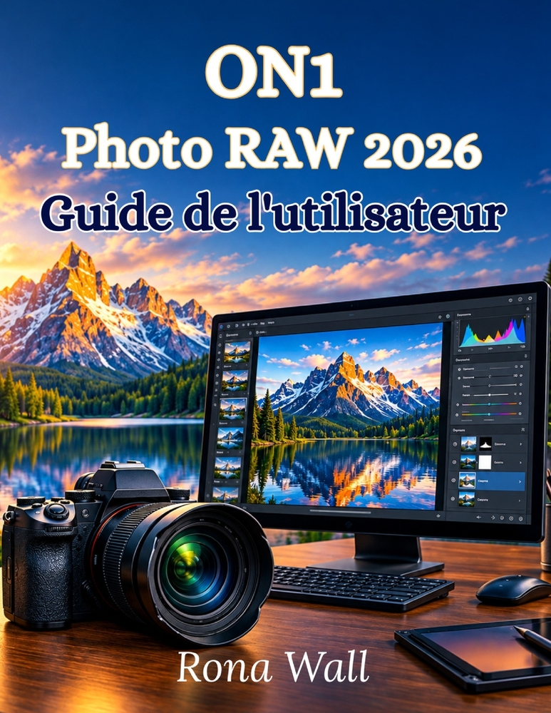 ON1 Photo RAW 2026 Guide de l'utilisateur: Un manuel complet, étape par étape, pour la retouche photo par IA. Traitement RAW, calques, masques et flux cover