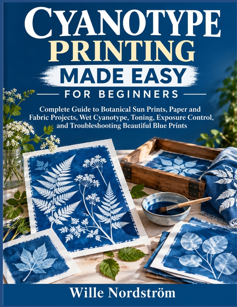 Cyanotype Printing Made Easy For Beginners: Complete Guide to Botanical Sun Prints, Paper and Fabric Projects, Wet Cyanotype, Toning, Exposure Control cover