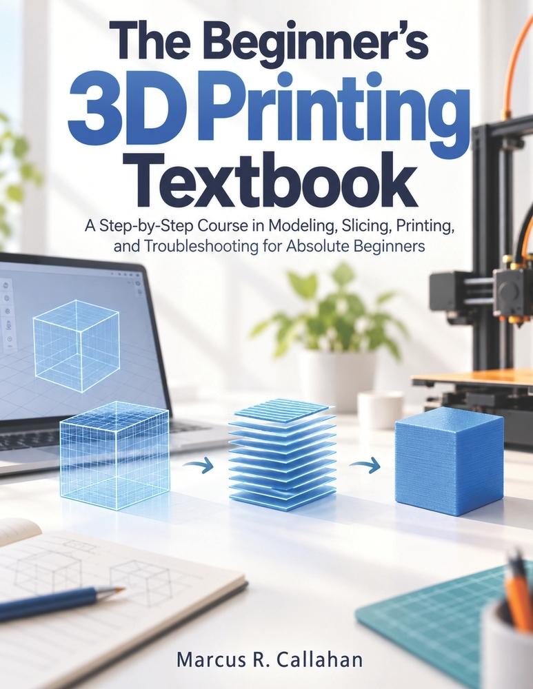 The Beginner's 3D Printing Textbook: A Step-by-Step Course in Modeling, Slicing, Printing, and Troubleshooting for Absolute Beginners cover
