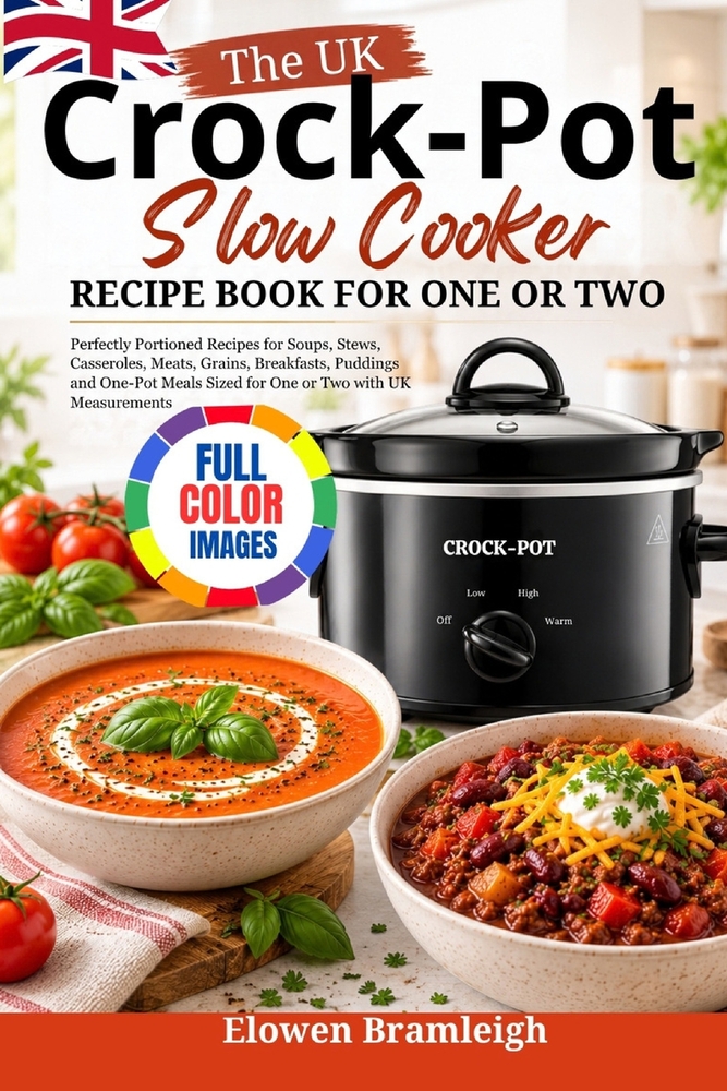 The Uk Crock Pot Slow Cooker Recipe Book For One Or Two: Perfectly Portioned Recipes for Soups, Stews, Casseroles, Meats, Grains, Breakfasts, Puddings cover