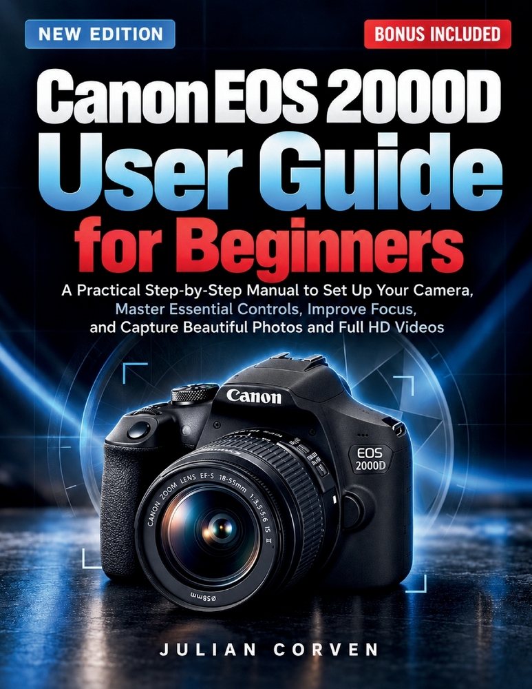 Canon EOS 2000D User Guide for Beginners: A Practical Step-by-Step Manual to Set Up Your Camera, Master Essential Controls, Improve Focus, and Capture cover