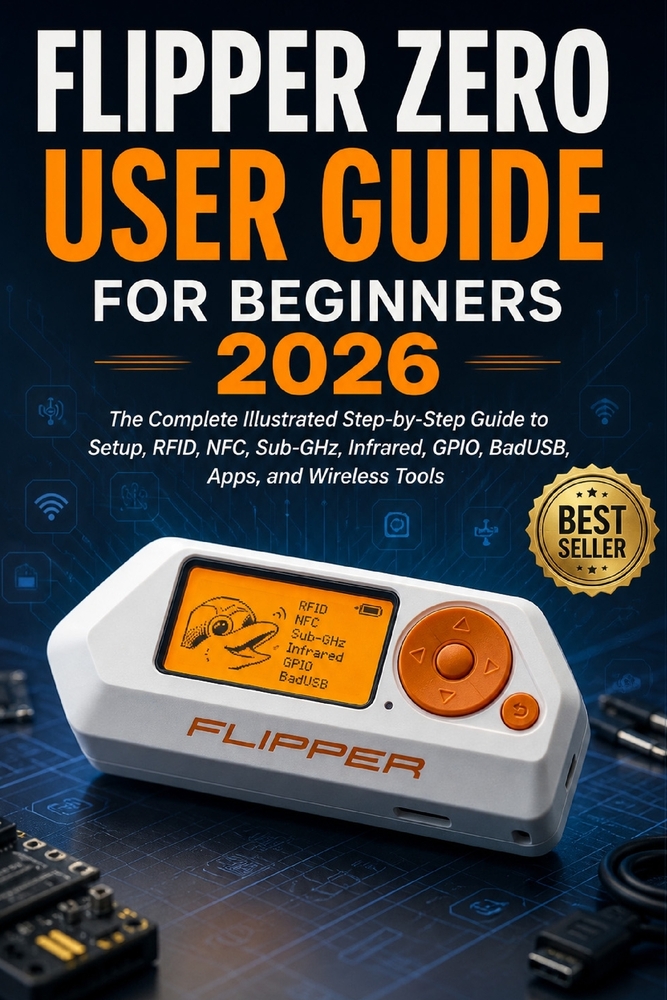 Flipper Zero User Guide for Beginners 2026: The Complete Illustrated Step-by-Step Guide to Setup, RFID, NFC, Sub-GHz, Infrared, GPIO, BadUSB, Apps, an cover