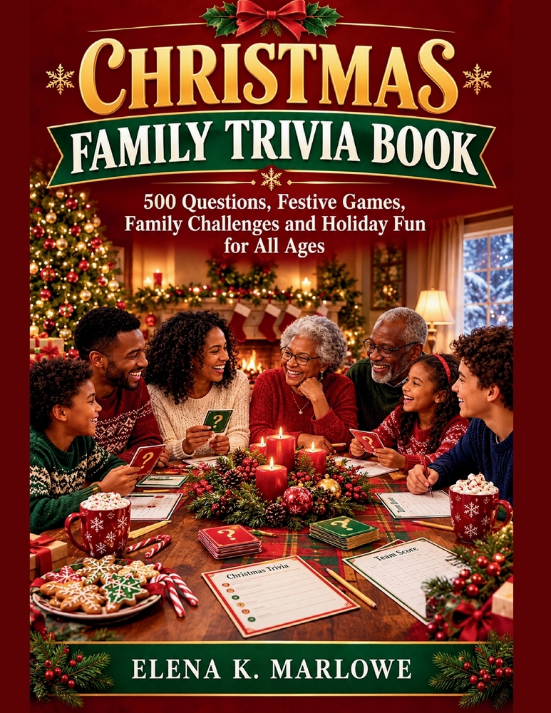 Christmas Family Trivia Book: 500 Questions, Festive Games, Family Challenges and Holiday Fun for All Ages cover