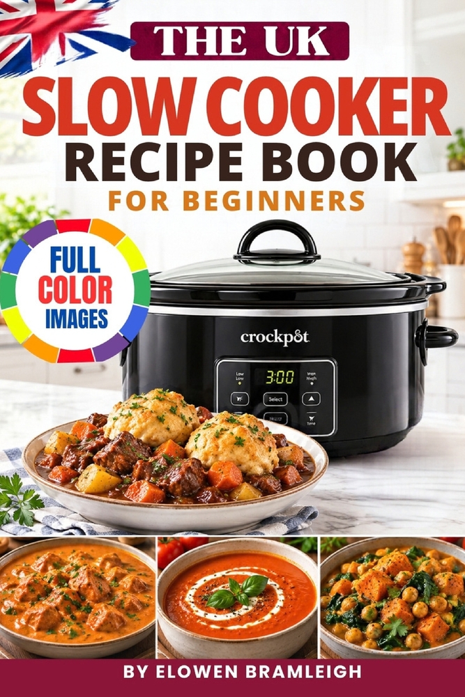 The Uk Slow Cooker Recipe Book For Beginners: Delicious Recipes for Soups, Stews, Casseroles, Meats, Curries, Fakeaways, Puddings and Sweet Treats wit cover