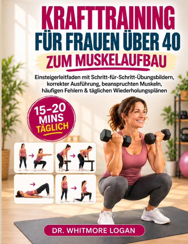 Krafttraining Für Frauen Über 40 Zum Muskelaufbau: Einsteigerleitfaden mit Schritt-für-Schritt-Übungsbildern, korrekter Ausführung, beanspruchten Musk cover