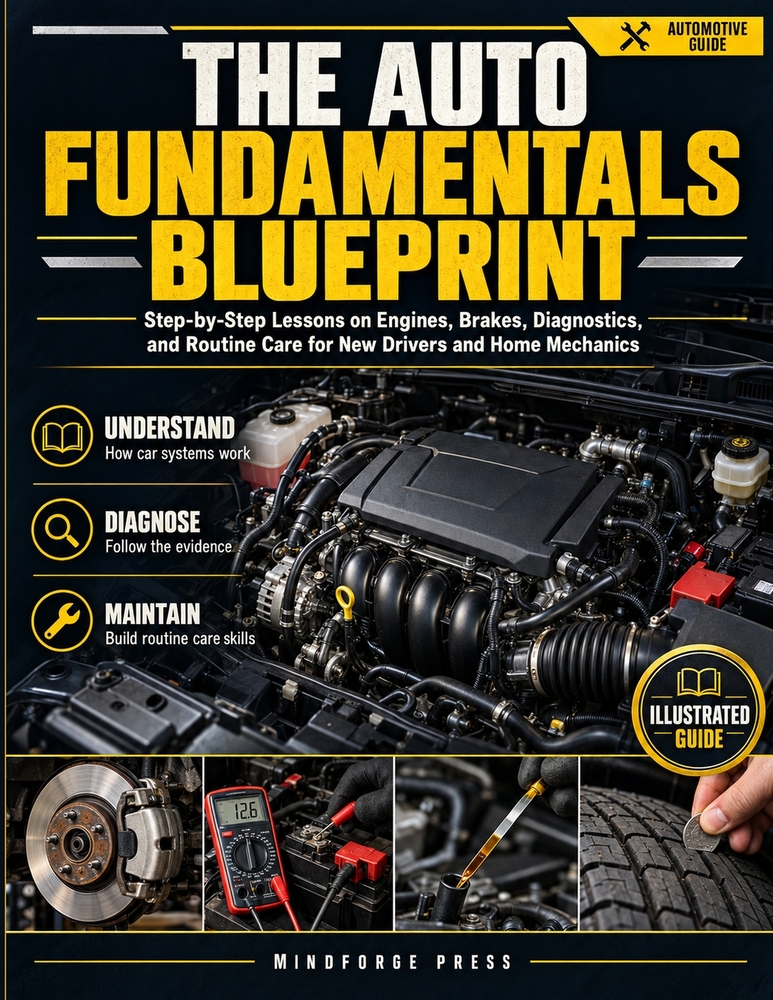 The Auto Fundamentals Blueprint: Step-by-Step Lessons on Engines, Brakes, Diagnostics, and Routine Care for New Drivers and Home Mechanics cover