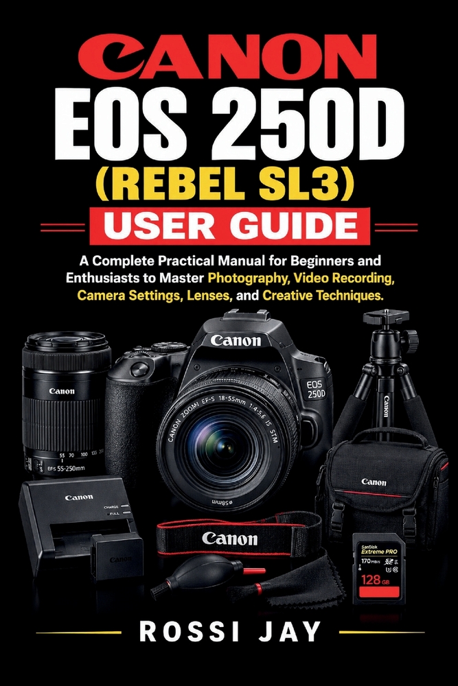 Canon EOS 250d (Rebel Sl3) User Guide: A Complete Practical Manual for Beginners and Enthusiasts to Master Photography, Video Recording, Camera Settin cover