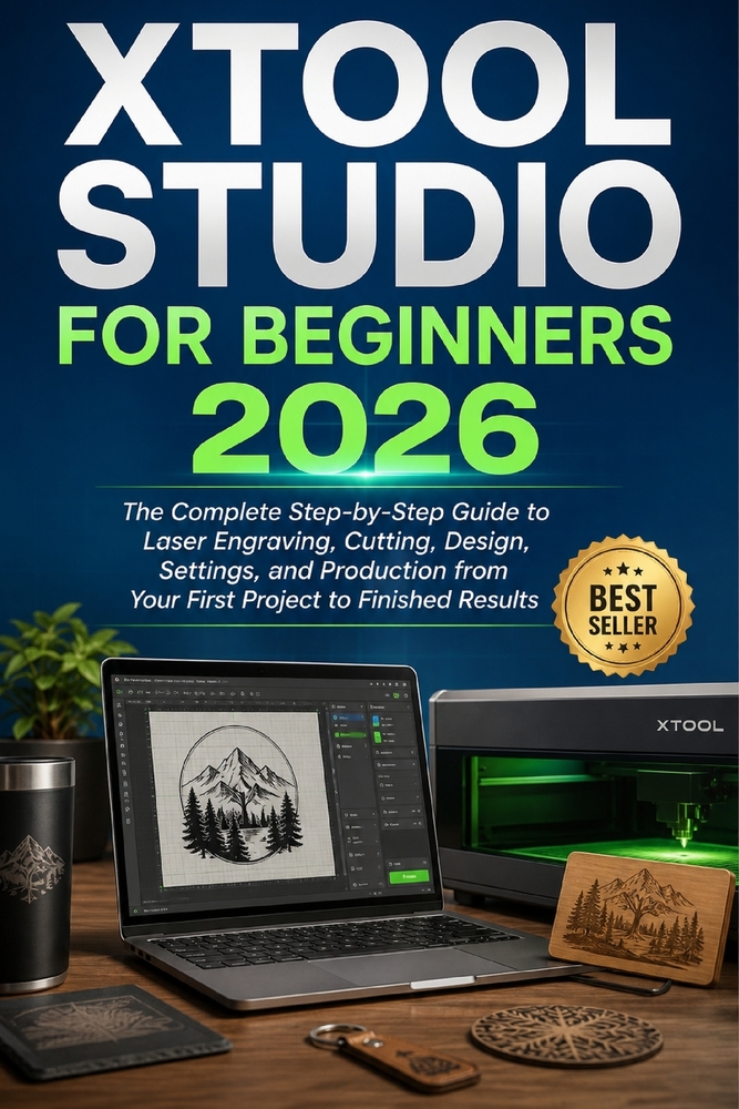 Xtool Studio for Beginners 2026: The Complete Step-by-Step Guide to Laser Engraving, Cutting, Design, Settings, and Production from Your First Project cover