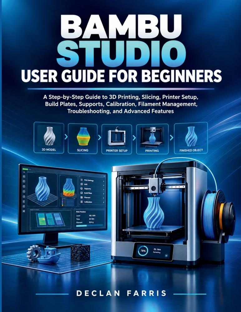 Bambu Studio User Guide for Beginners: A Step-by-Step Guide to 3D Printing, Slicing, Printer Setup, Build Plates, Supports, Calibration, Filament Mana cover