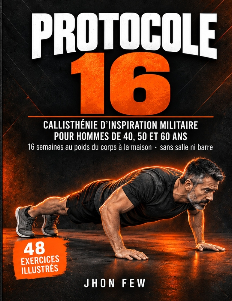 Protocole 16: Callisthénie d'inspiration militaire pour hommes de 40, 50 et 60 ans: 16 semaines au poids du corps à la maison, sans salle ni barre, 48 cover