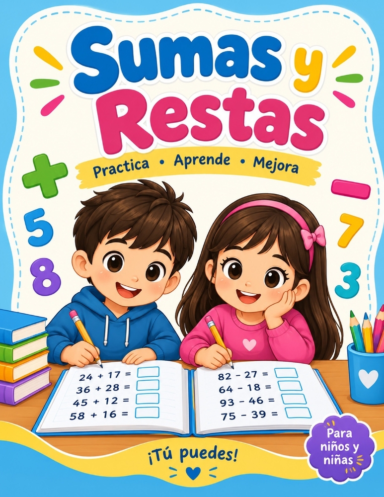 Cuadernillo de sumas y restas: Ejercicios Progresivos de Matemáticas de Primaria (8.5 x 11 in) Práctica Diaria para Niños cover