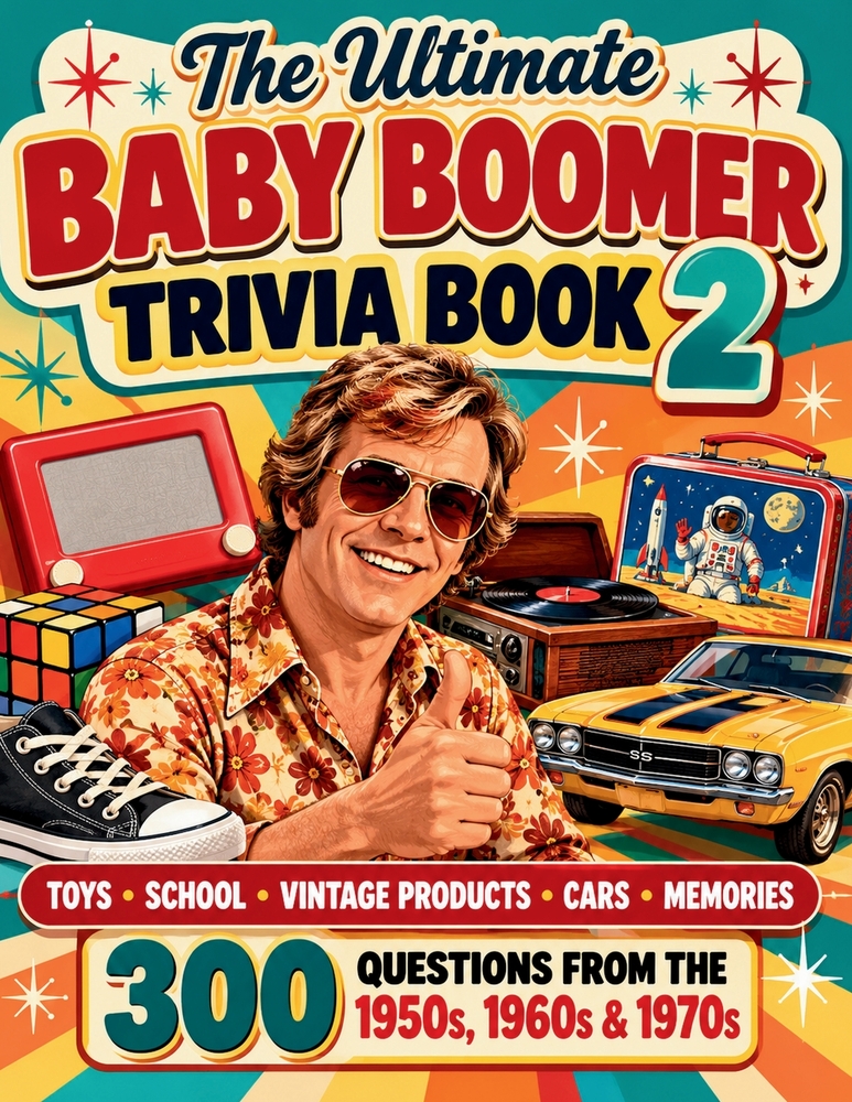 The Ultimate Baby Boomer Trivia Book 2: 300 Nostalgic Questions About the 1950s, 1960s & 1970s, Classic Toys, Vintage Products, School Days, Cars & Ev cover