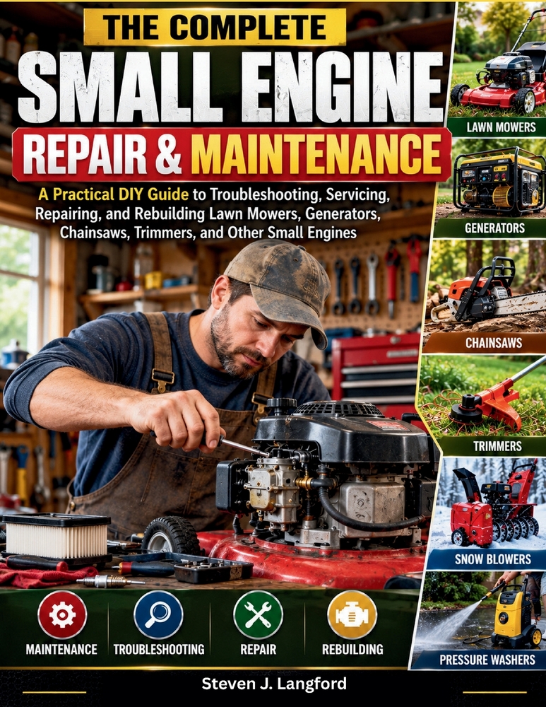 The Complete Small Engine Repair & Maintenance: A Practical DIY Guide to Troubleshooting, Servicing, Repairing, and Rebuilding Lawn Mowers, Generators cover