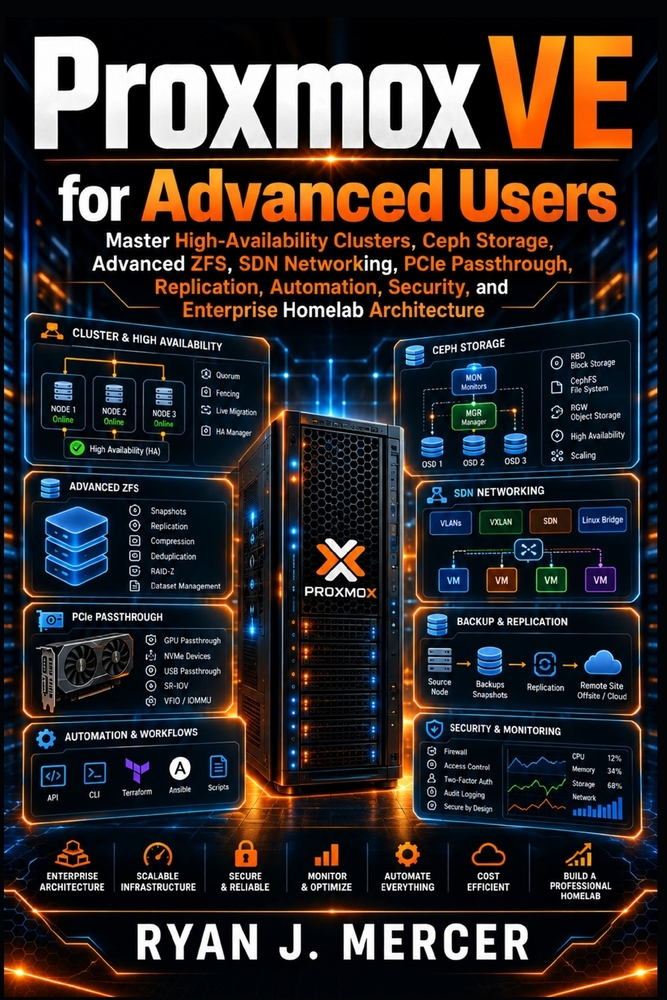 Proxmox VE for Advanced Users: Master High-Availability Clusters, Ceph Storage, Advanced ZFS, SDN Networking, PCIe Passthrough, Replication, Automatio cover