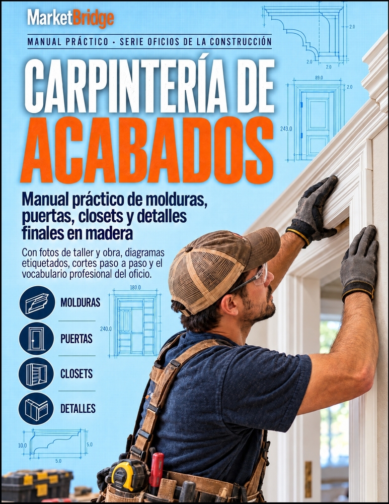 Carpintería de Acabados (Finish Carpentry): Manual práctico de molduras, puertas, closets y detalles finales en madera. cover