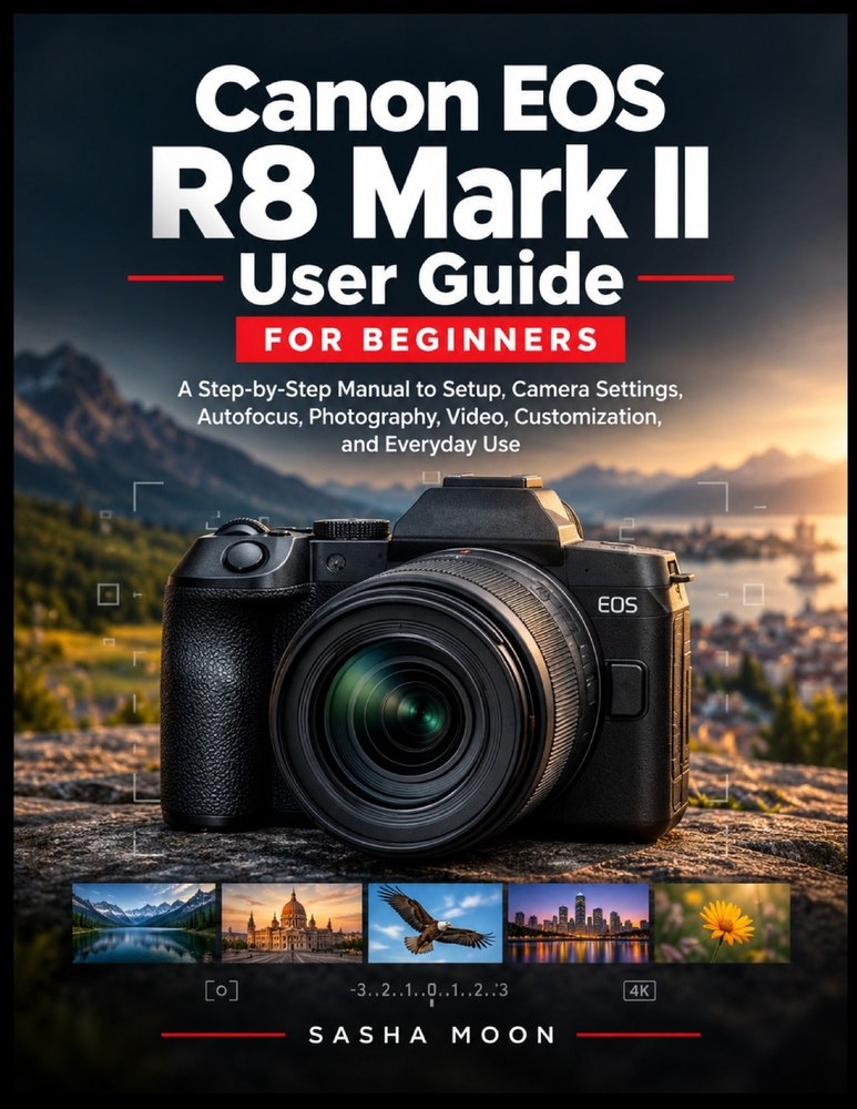 Canon EOS R8 Mark II User Guide for Beginners: A Step-by-Step Manual to Setup, Camera Settings, Autofocus, Photography, Video, Customization, and Ever cover
