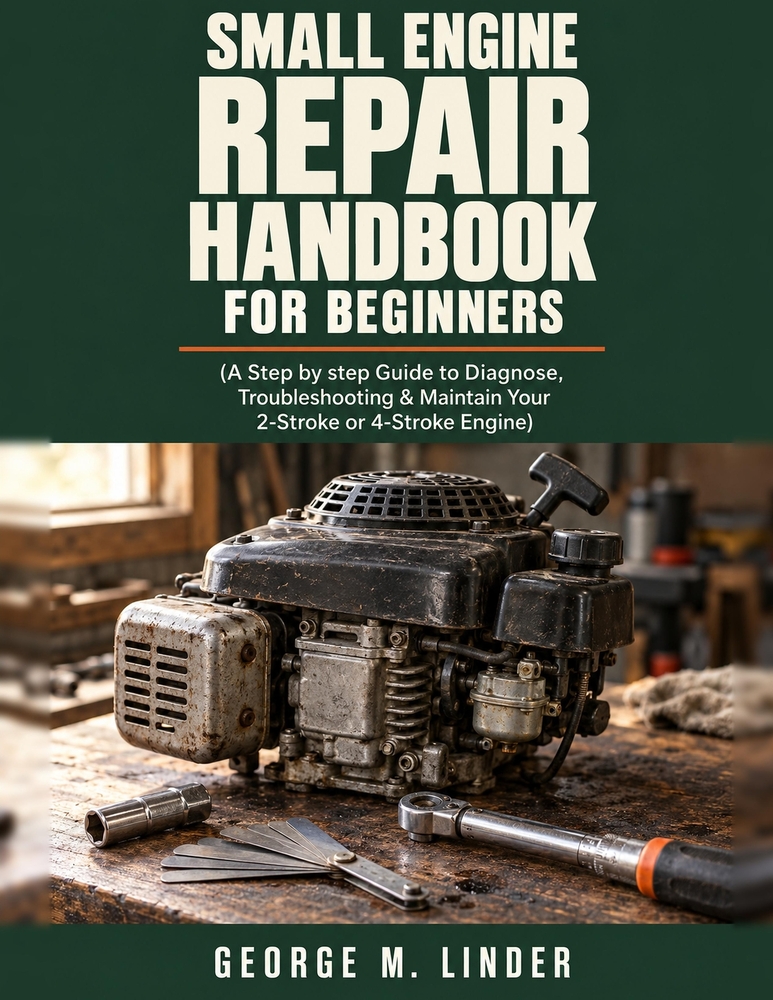 Small Engine Repair Handbook for Beginners: A Step by step Guide to Diagnose, Troubleshooting & Maintain Your 2-Stroke or 4-Stroke Engine cover