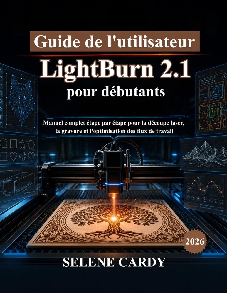 Guide de l'utilisateur LightBurn 2.1 pour débutants: Manuel complet étape par étape pour la découpe laser, la gravure et l'optimisation des flux de tr cover