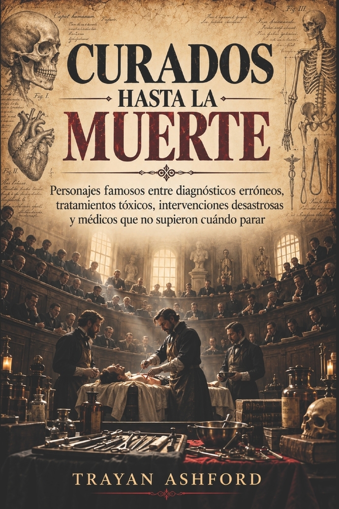 Curados hasta la muerte: Personajes famosos entre diagnósticos erróneos, tratamientos tóxicos, intervenciones desastrosas y médicos que no supieron cu cover