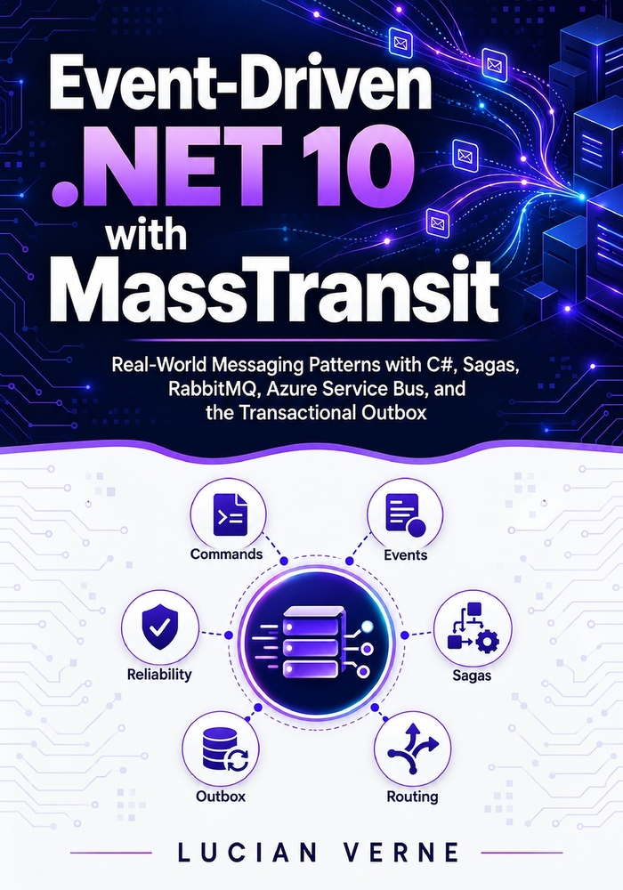 Event-Driven .NET 10 with MassTransit: Real-World Messaging Patterns with C#, Sagas, RabbitMQ, Azure Service Bus, and the Transactional Outbox cover