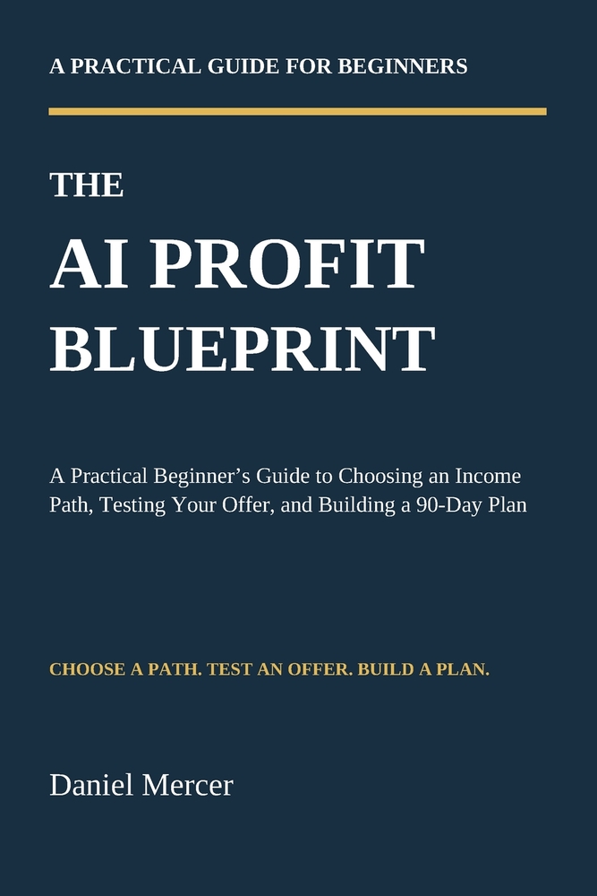 The AI Profit Blueprint: A Practical Beginner's Guide to Choosing an Income Path, Testing Your Offer, and Building a 90-Day Plan cover
