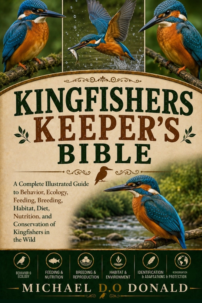 Kingfishers Keeper's Bible: A Complete Illustrated Guide to Behavior, Ecology, Feeding, Breeding, Habitat, Diet, Nutrition, and Conservation of Kingfi cover