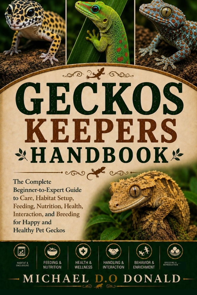 Geckos Keepers Handbook: The Complete Beginner-to-Expert Guide to Care, Habitat Setup, Feeding, Nutrition, Health, Interaction, and Breeding for Happy cover
