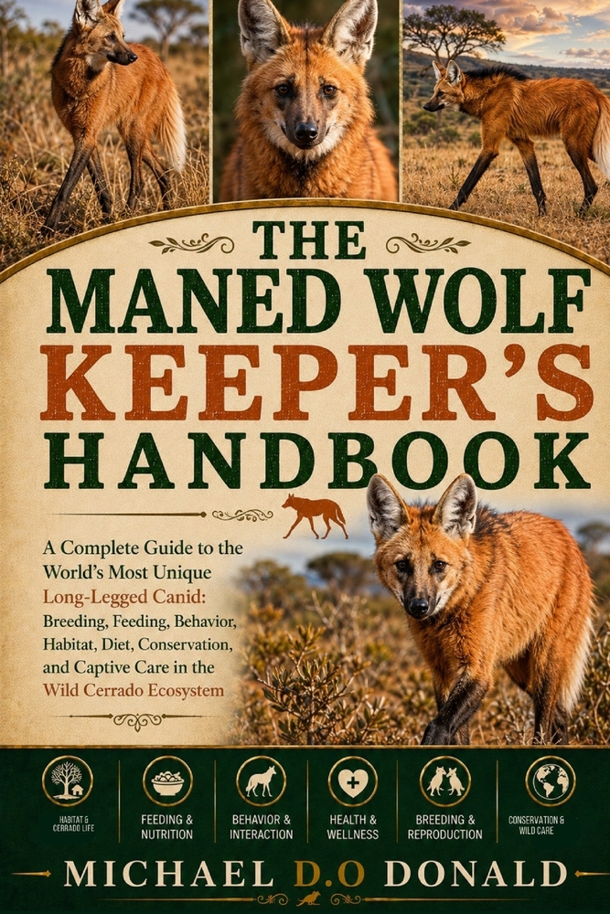 The Maned Wolf Keeper's Handbook: A Complete Guide to the World's Most Unique Long-Legged Canid: Breeding, Feeding, Behavior, Habitat, Diet, Conservat cover