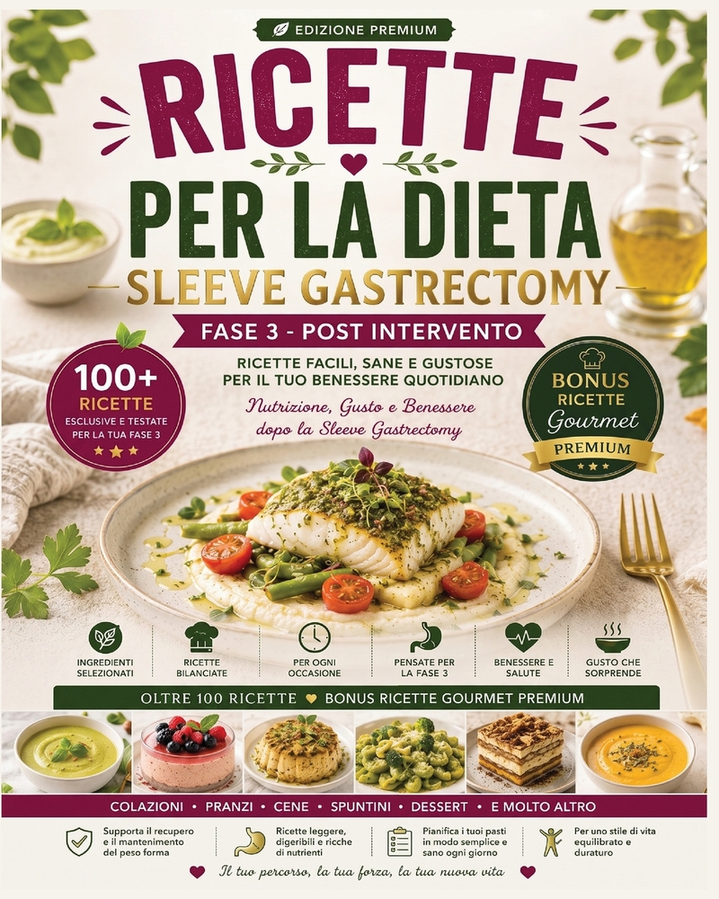 Ricette Sleeve Gastrectomy - Dopo la Chirurgia Bariatrica: Dieta Post Intervento 100+ Ricette Proteiche per la Fase 3 cover