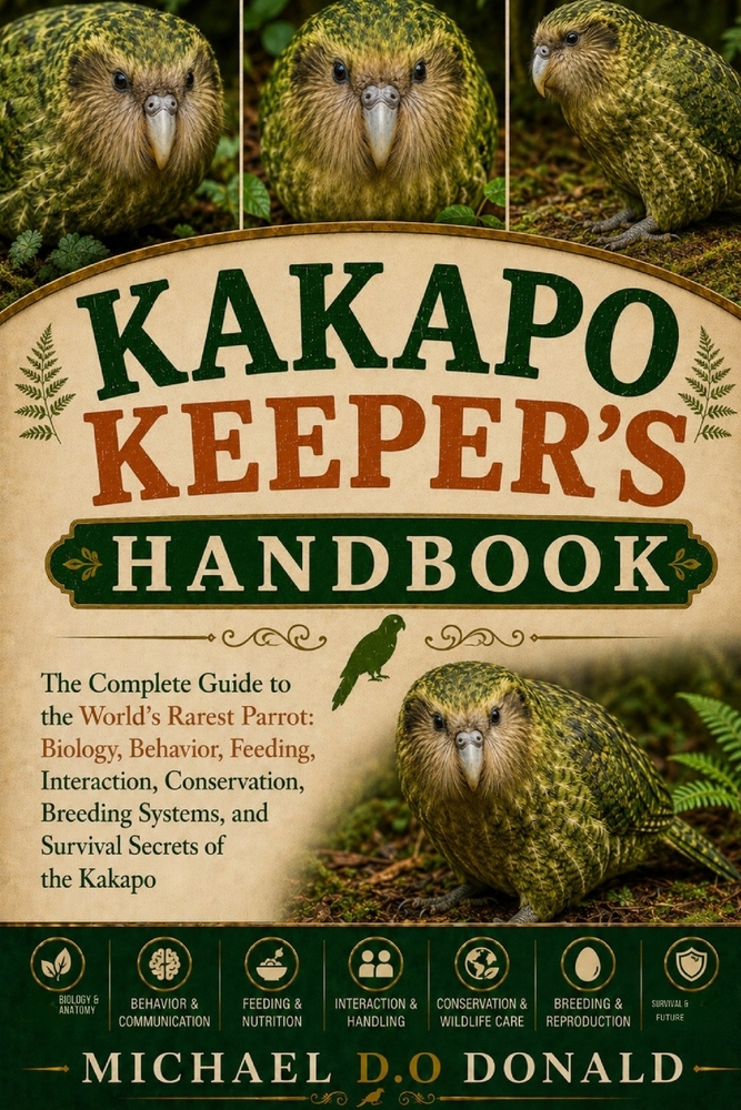 Kakapo Keeper's Handbook: The Complete Guide to the World's Rarest Parrot: Biology, Behavior, Feeding, Interaction, Conservation, Breeding Systems, an cover