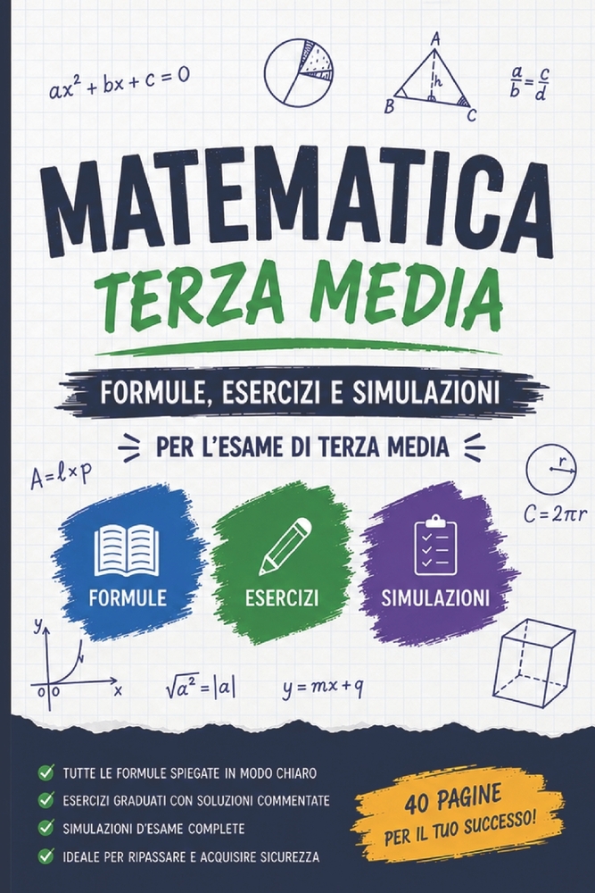 Matematica terza media: formule, esercizi e simulazioni cover