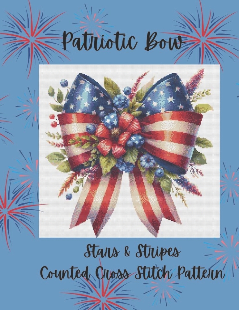 Patriotic Bow: Stars and Stripes Counted Cross Stitch Pattern cover