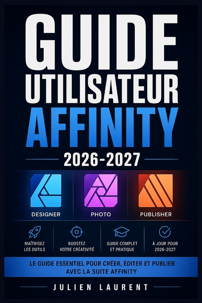 Guide Utilisateur Affinity 2026-2027: Maîtrisez Photo, Designer et Publisher Tutoriels Pas à Pas pour Débutants et Créatifs cover
