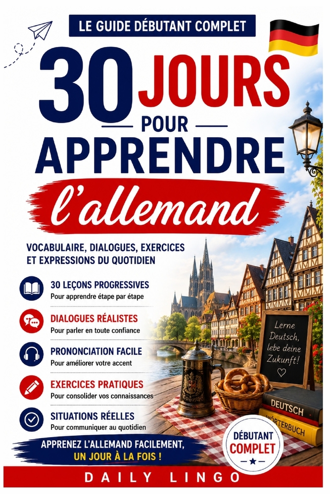 30 Jours pour Apprendre l'Allemand: Le Guide Débutant Complet pour Parler Allemand Facilement, Jour Après Jour cover