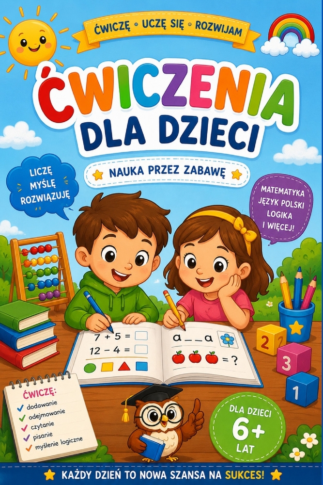 Ćwiczenia dla dzieci - Nauka przez zabawę: Każdy dzień to nowa szansa na sukces. Ćwiczę, uczę się, rozwijam. 6 cover